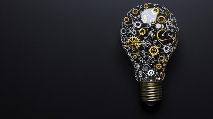 A creative light bulb filled with gears, symbolizing innovation, ideas, and the fusion of art and engineering.
