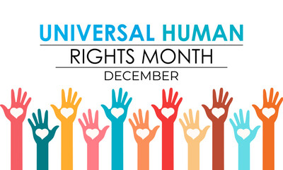 vector graphic of Universal Human Rights Month background design template. Holiday concept. Banner poster, flyer and background design template. Vector illustration.