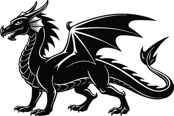 Fototapeta premium standing dragon silhouette illustration art.eps