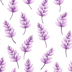 Seamless pattern of lavender watercolor leaves for elegant wrapping paper on white background