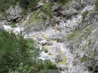 The Suhi potok Stream or Dry Creek in Zadnja Trenta, Bovec (Triglav National Park, Slovenia) - Der Bach Suhi potok in Zadnja Trenta (Triglav-Nationalpark, Slowenien) - Suhi potok (desni pritok Vrsnika