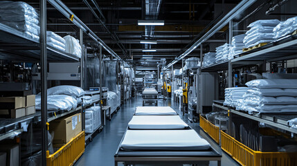 Obraz premium A factory dedicated to the manufacturing of personal protective equipment for healthcare.