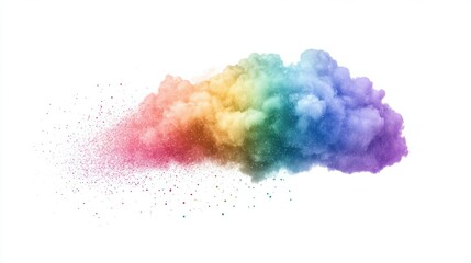 Colorful rainbow cloud with a shimmering sparkle effect, isolated on a white background