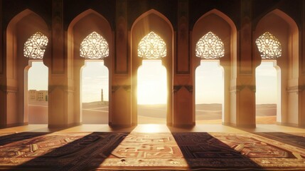 Mosque Interior with Desert View