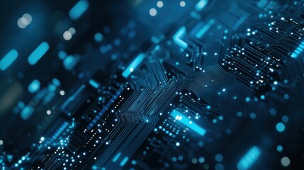 Obraz premium Circuit Board with Glowing Lines and Dots