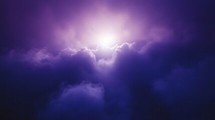 Bright White Sun Shining Through Purple Clouds