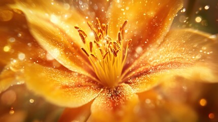 Golden Flower with Dew Drops