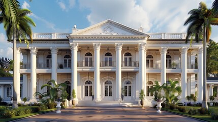 Obraz premium Majestic colonial home with tall white columns