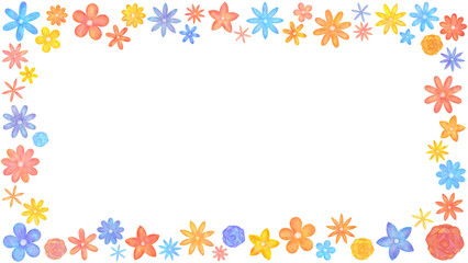 カラフルな花のフレーム 枠 背景素材