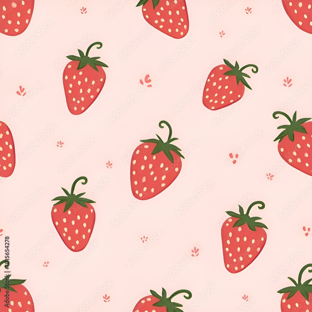 Poster seamless pattern with strawberries. generative ai