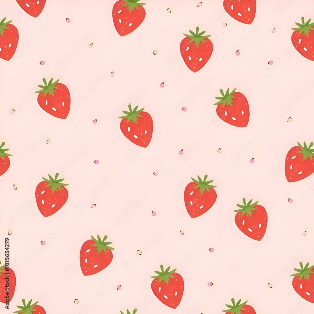 Poster seamless pattern with strawberries. generative ai