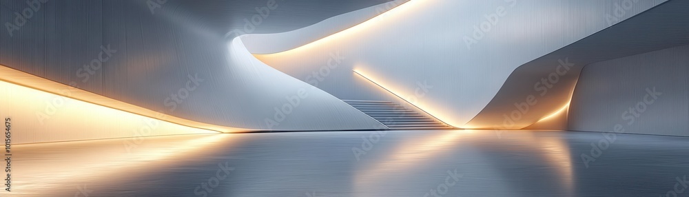 Poster modern design background with 3d render of sleek architectural forms, sharp lighting, minimalistic a