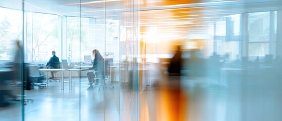 Blurred Office Interior with People