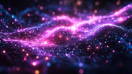 Obraz premium An abstract network background with purple tones, highlighting the digital connectivity and technological innovation.