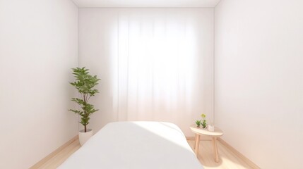 Minimalist Longevity Clinic Room with Natural Light and Eco-Friendly Decor