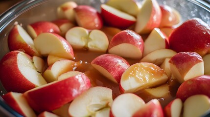 42. Sliced apples with a caramel dip
