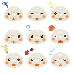 白色の蛇のキャラクター　表情　顔のみ