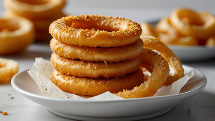 A set of Onion rings isolated white background