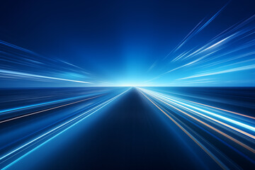 Technological blue perspective road for technology internet concept