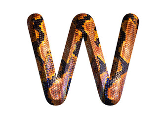 W, letter shape with snake skin motif design, python skin.