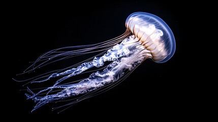 Glowing Translucent Jellyfish with Pulsing Tentacles