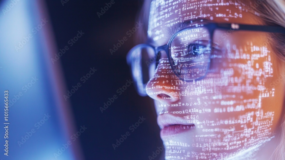 Leinwandbilder Focused Teen Interns Programming AI Algorithms on Laptops in Modern Office