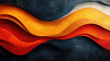 Obraz premium Bold colors and dynamic shapes form an abstract solution for remote work, focusing on climate change innovation and environmental sustainability.