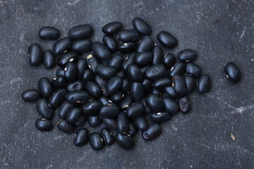 black bean seeds on black 