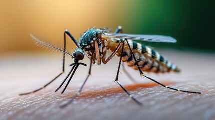 Fototapeta premium Mosquito Biting an Arm Close-Up