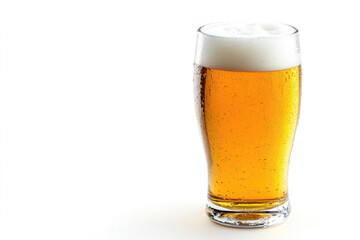 Glass of beer on white background.