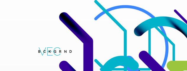 Abstract background. Circles and colorful round shape lines. Linear geometric minimal design