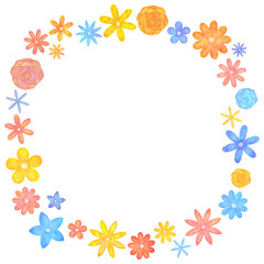 カラフルな花の円形フレーム 枠
