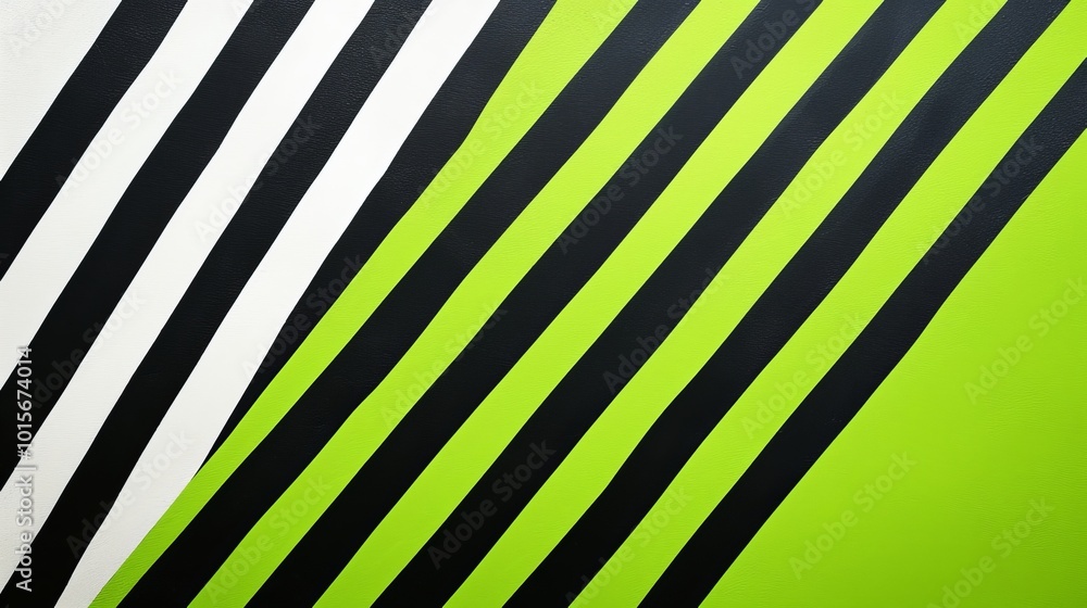 Aufkleber diagonal black and white stripes are interrupted by vibrant green sections in this modern, abstract 