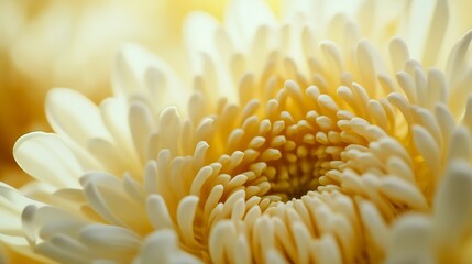 Chrysanthemum white flower macro petals blurred background