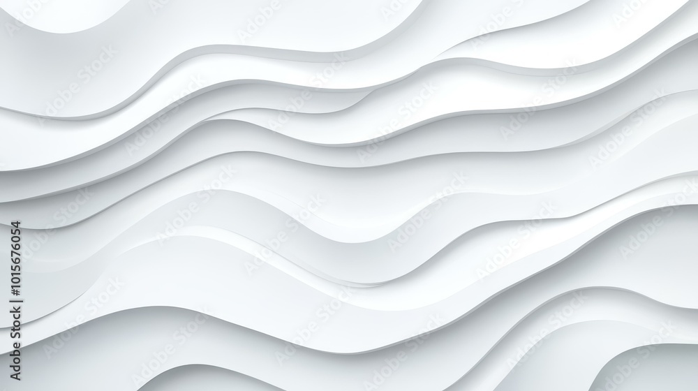 Poster looping animation of abstract white waves creating a serene backdrop. perfect for modern, minimalist