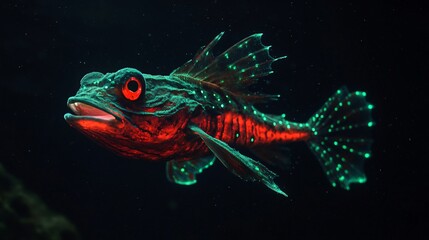 Bioluminescent Dragonfish in Dark Waters