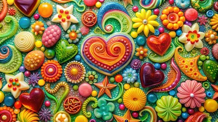 A Kaleidoscope of Whimsical Shapes and Vibrant Colors, Each Piece a Unique Expression of Artistic Freedom