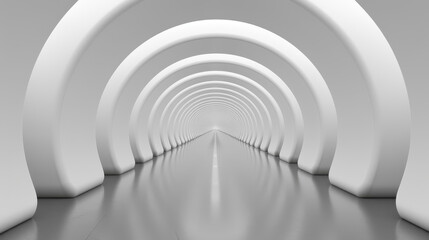 Obraz premium Step into a sleek, modern 3D space with a bright, white background and glowing neon accents for a futuristic vibe.