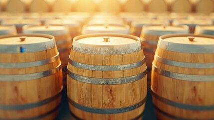 Fototapeta premium Discover the charm of oak barrels, where rich port and whisky develop their unique flavors over time. A winemaking wonder
