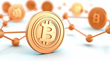 A sleek diagram showcasing a cryptocurrency network, highlighting Bitcoin and various other currency symbols on a clean backdrop.