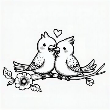 birds in love on branch clip art preview