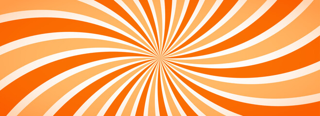 Caramel candy sunburst background. Salted caramel ice cream sunbeams design wallpaper. Orange nougat desert pattern for template, banner, poster, flyer. Nice rotating cartoon rays and beams. Vector