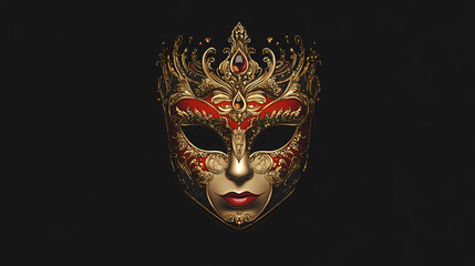 Venetian carnival mask on black. Venetian Carnival. Illustration