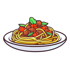 A delicious plate of spaghetti bolognese, featuring rich meat sauce and topped with fresh herbs, perfect for pasta lovers