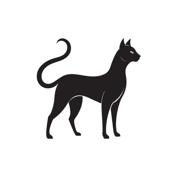 recommend clip art: A silhouette emphasizing the long, sleek legs of a cat standing elegantly with a slightly arched back