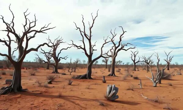 Reveal shot of dead trees