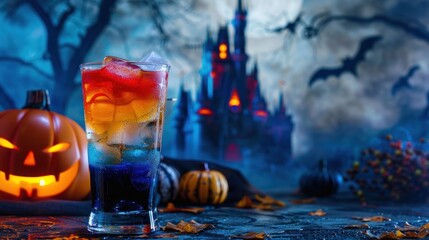 Halloween Cocktail with a Spooky Backdrop