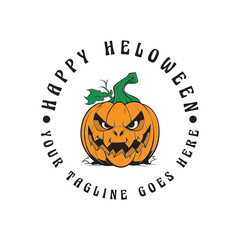 pumpkin heloween logo image vector