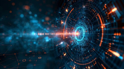 Obraz premium High-tech nanotechnology background with a blend of nano-machinery and digital interfaces