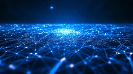 Abstract Blue Network of Interconnected Lines and Points